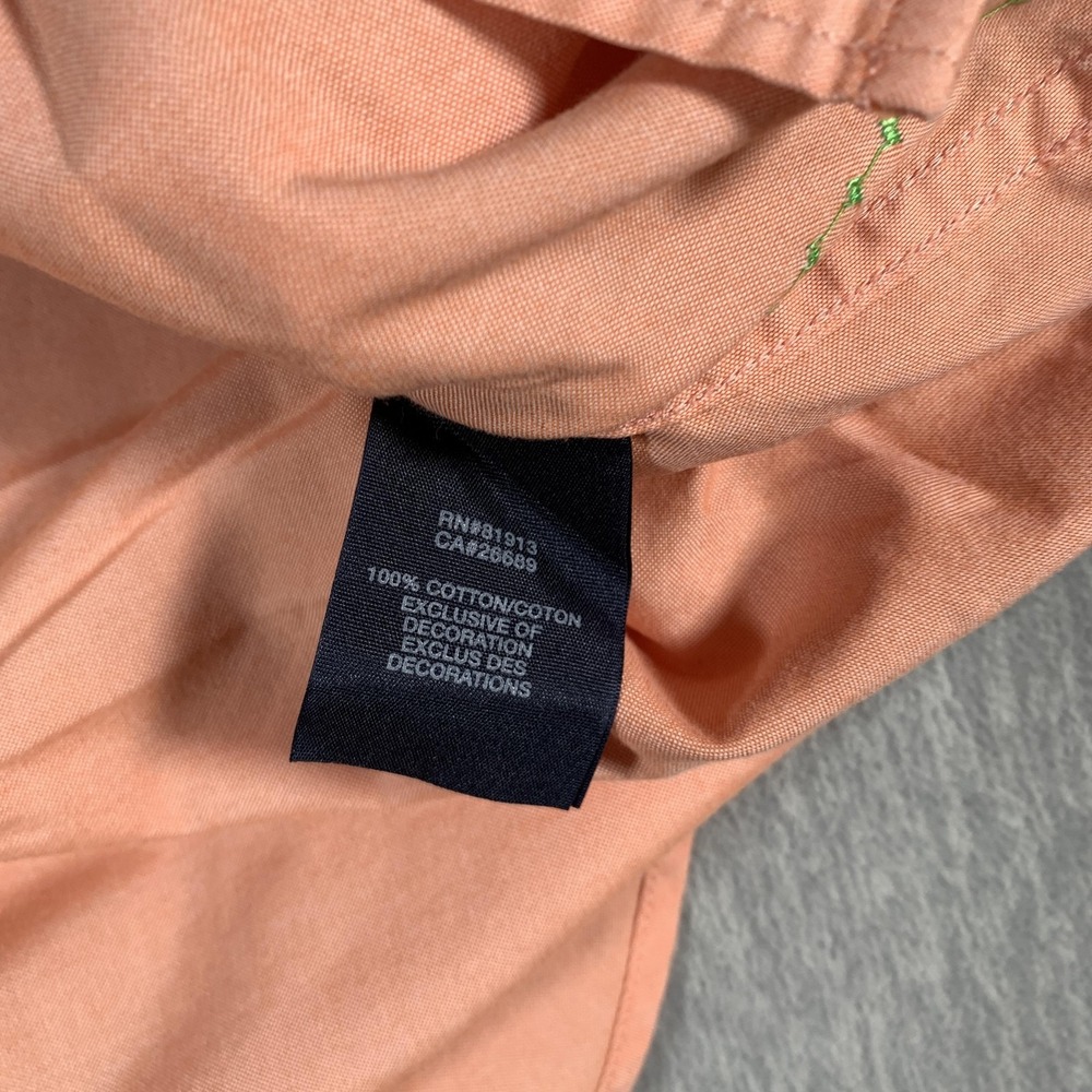 Robert Graham Shirt Mens 2XL Orange Peach Button Front Long Sleeve Cotton Casual - Picture 9 of 11